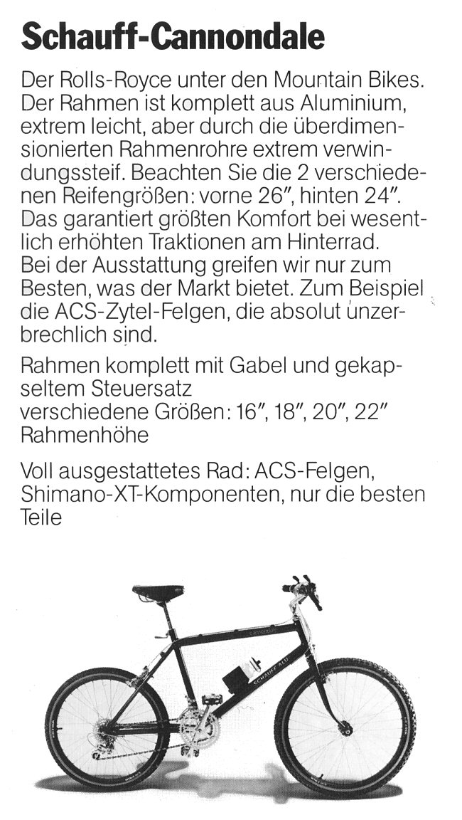 Schauff MTB mit Cannondale Rahmen